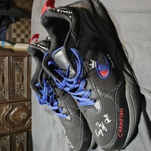 Champion Black Sneakers with Blue Accents